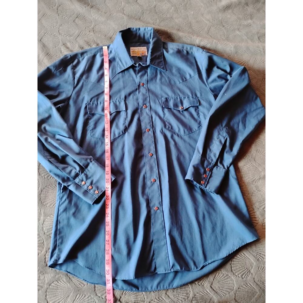 Authentic Blue Western Pink Pearl Snap Button Shirt 17 34/35